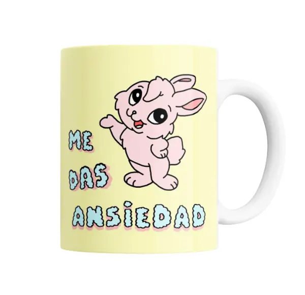 Taza de Cerámica Me das ansiedad Conejo Rosa