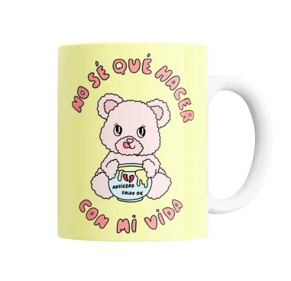 Taza de Cerámica Oso Ansiedad No sé qué hacer con mi vida