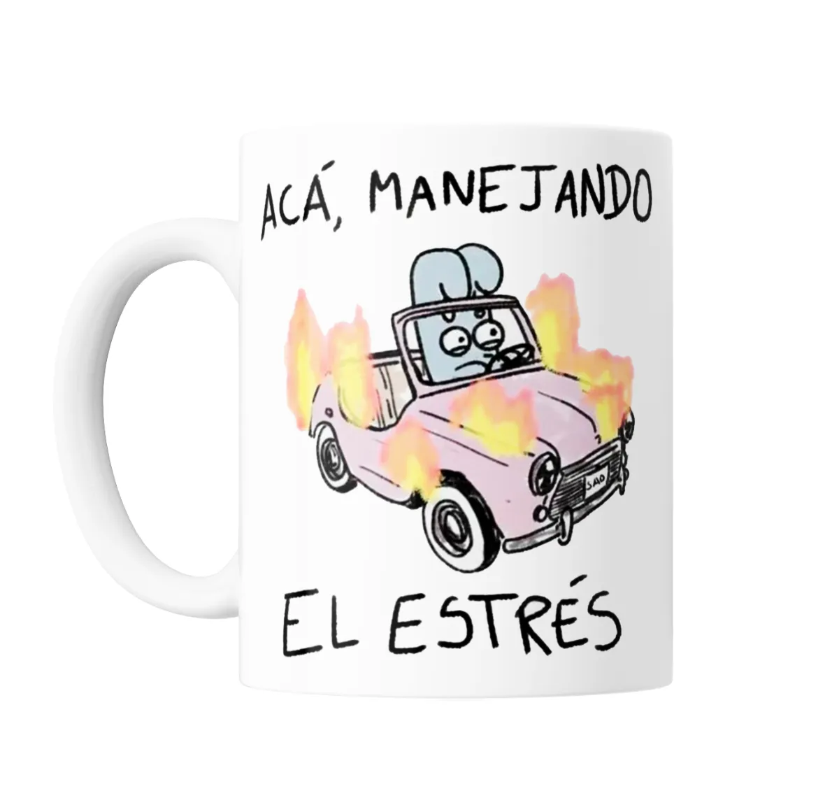 Taza de Cerámica Acá manejando el estrés - vista 2