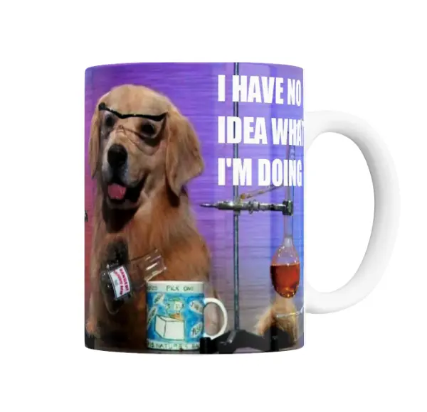 Taza de Cerámica Golden Retriever Científico I Have No Idea What I'm Doing