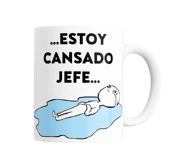 Taza de Cerámica Meme Estoy Cansado Jefe