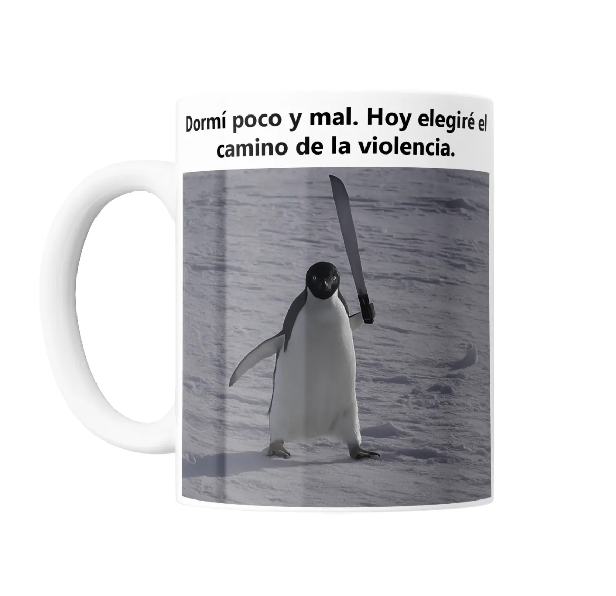 Taza de Cerámica Pingüino con Machete Dormí Poco y Mal - vista 2