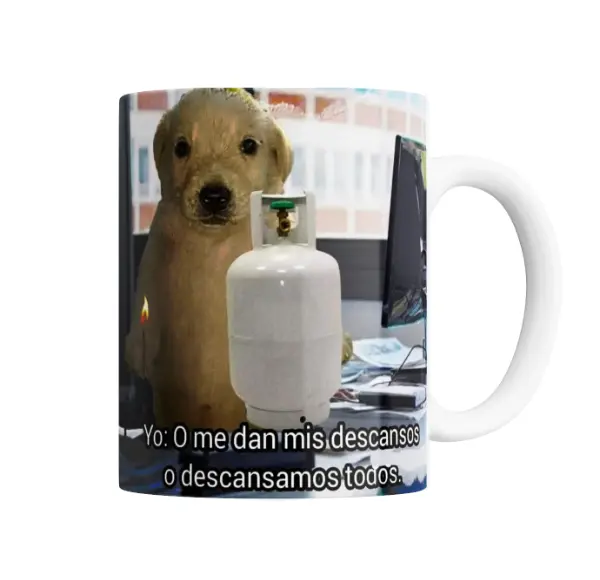 Taza de Cerámica Perro Meme Descansos o Descansamos Todos