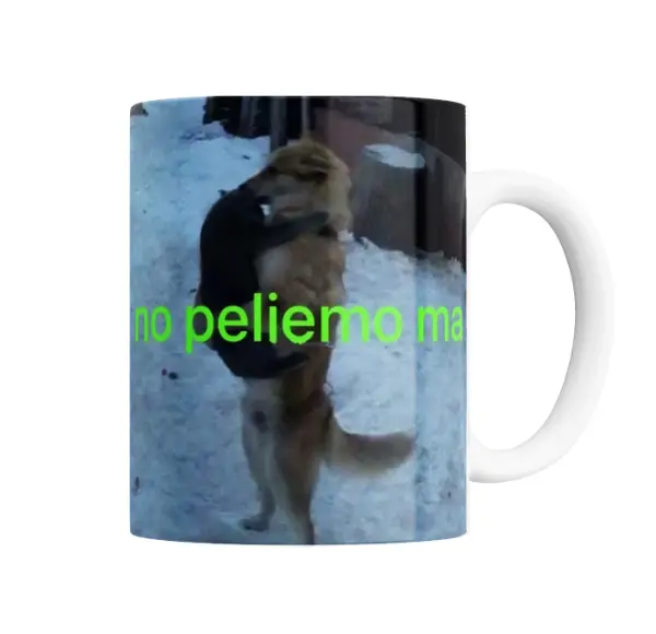 Taza de Cerámica Meme Perro Invierno No Peliemo Ma