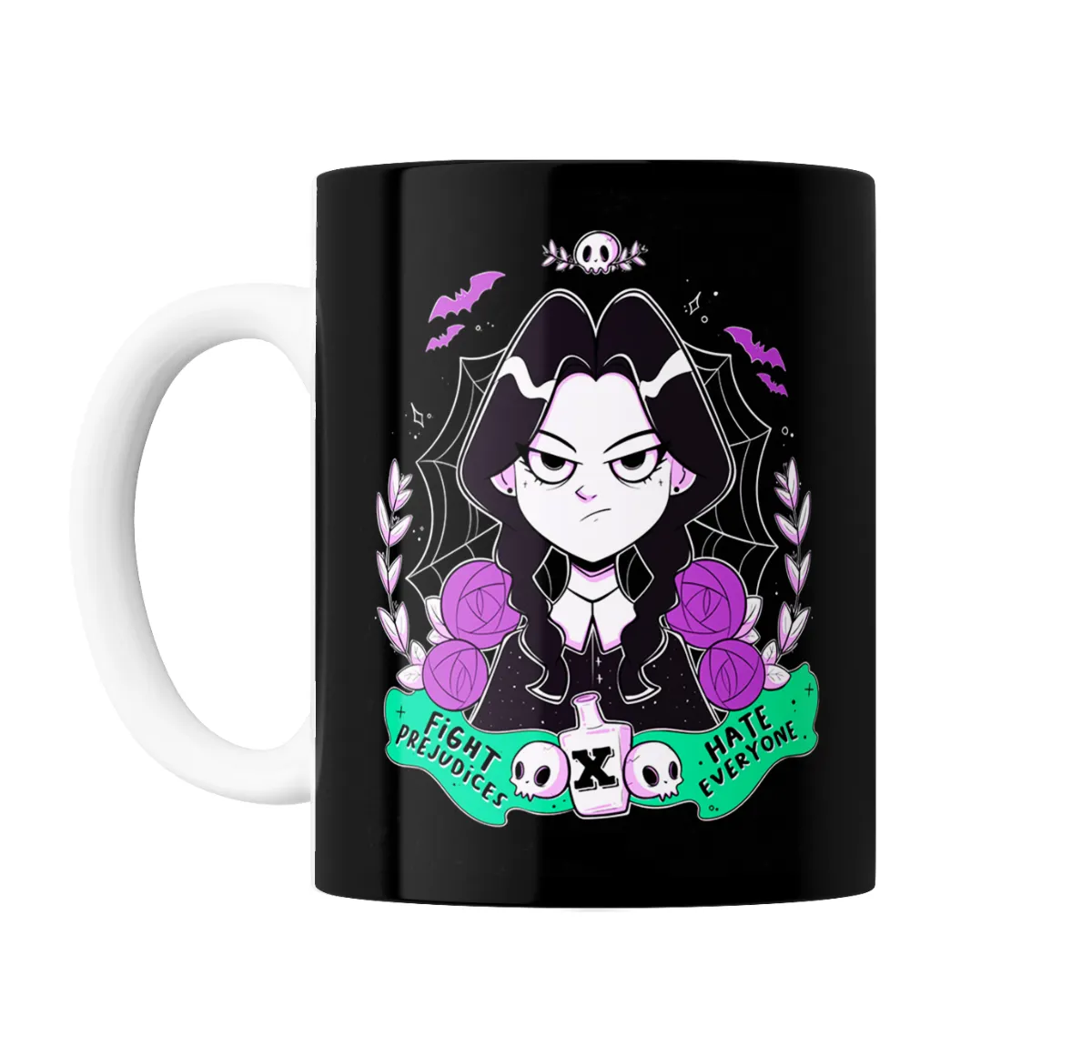 Taza de Cerámica Merlina Fight Prejudices Hate Everyone - vista 2