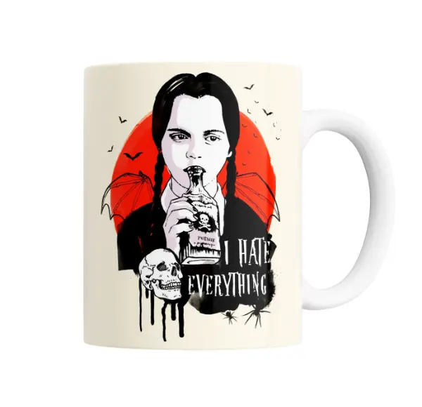 Taza de Cerámica Merlina I Hate Everything
