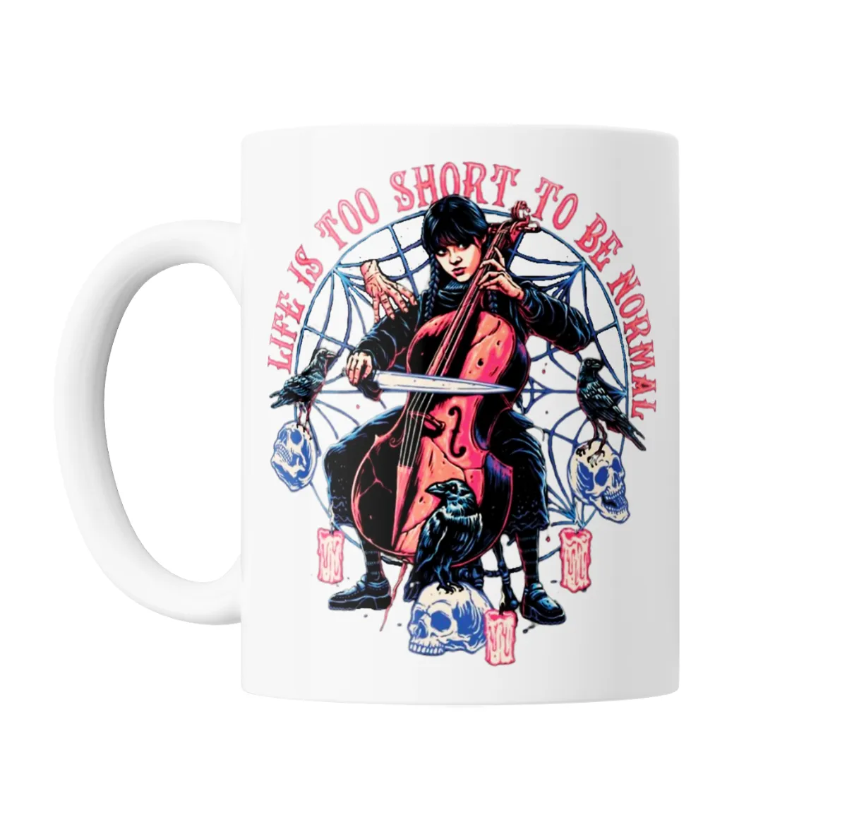 Taza de Cerámica Merlina Wednesday Violonchelo Life Is Too Short - vista 2