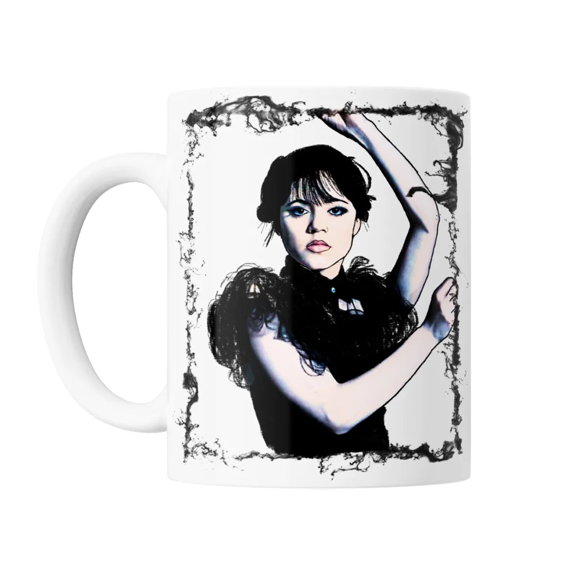 Taza de Cerámica Merlina Pose Gótica Blanco y Negro - vista 2