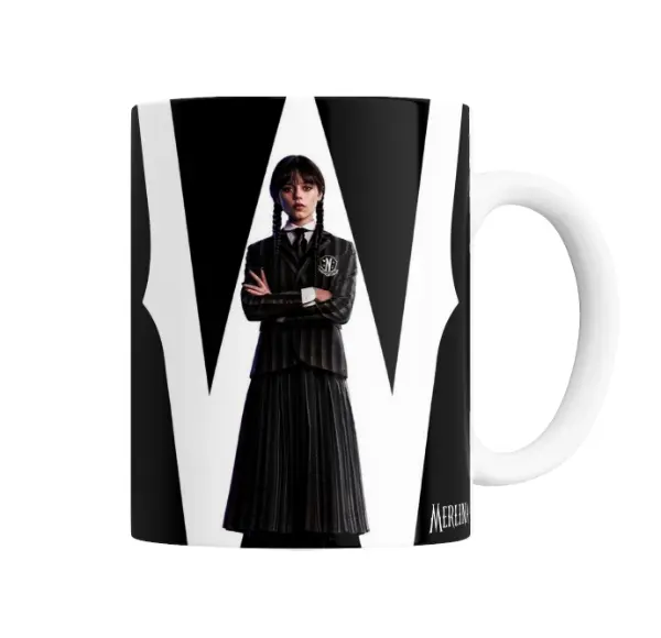 Taza de Cerámica Merlina Wednesday Addams Uniforme Nevermore