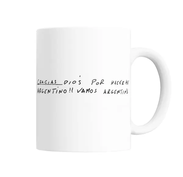 Taza de Cerámica Gracias Dios por hacerme argentino Vamos Argentina