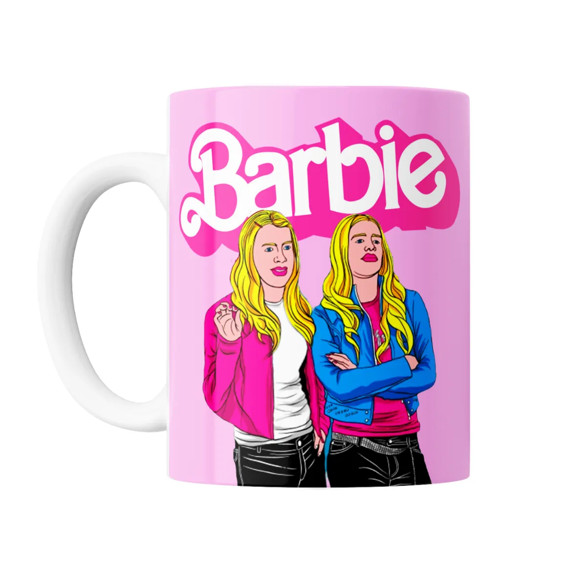 Taza de Cerámica Barbie Chicas Chaquetas Rosa y Celeste - vista 2