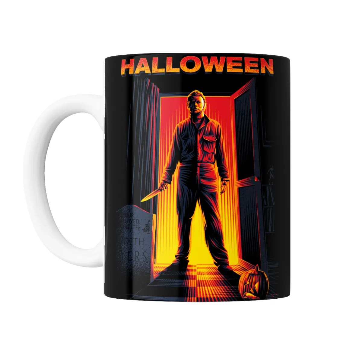 Taza de Cerámica Halloween Michael Myers con Cuchillo y Calabaza - vista 2