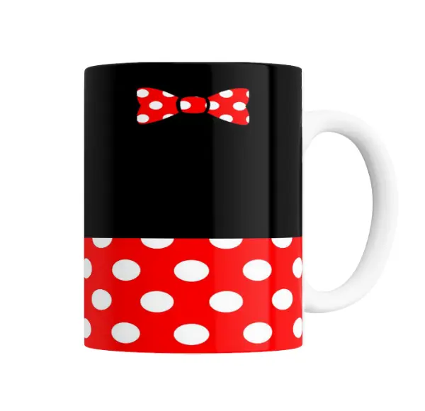 Taza de Cerámica Mickey Mouse Minnie Moño y Lunares