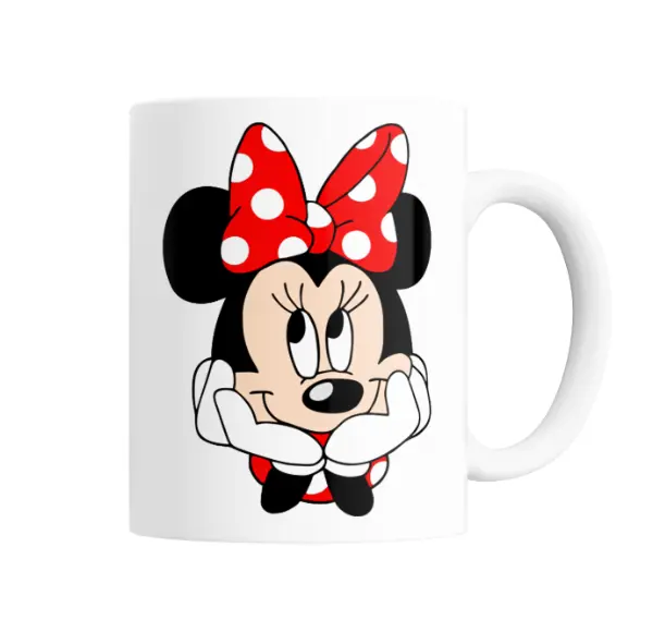 Taza de Cerámica Mickey Mouse Minnie Mouse Moño Rojo