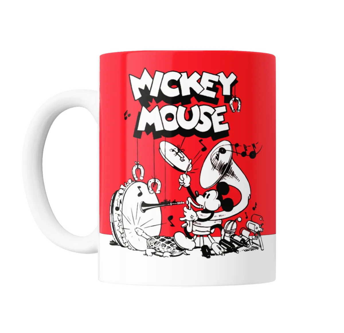 Taza de Cerámica Mickey Mouse Orquesta Vintage Blanco y Rojo - vista 2