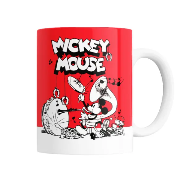 Taza de Cerámica Mickey Mouse Orquesta Vintage Blanco y Rojo
