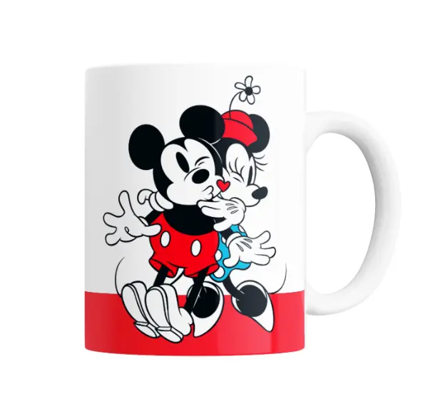 Taza de Cerámica Mickey Mouse y Minnie Beso
