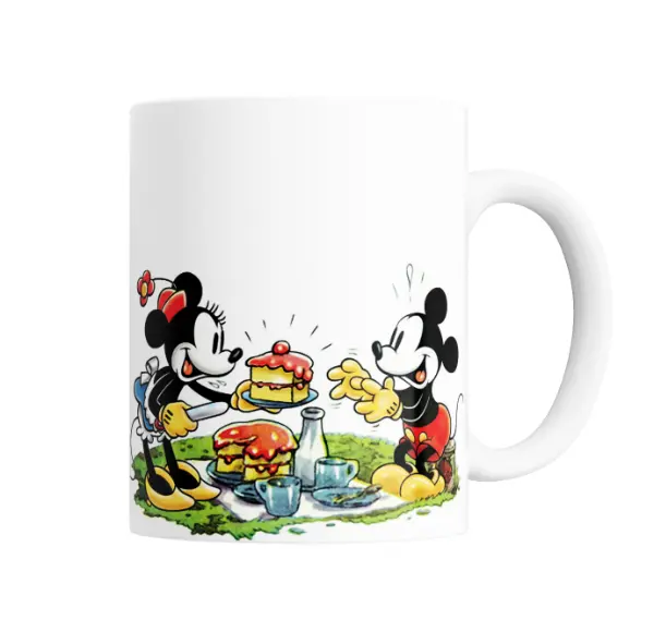 Taza de Cerámica Mickey Mouse y Minnie Merienda Picnic
