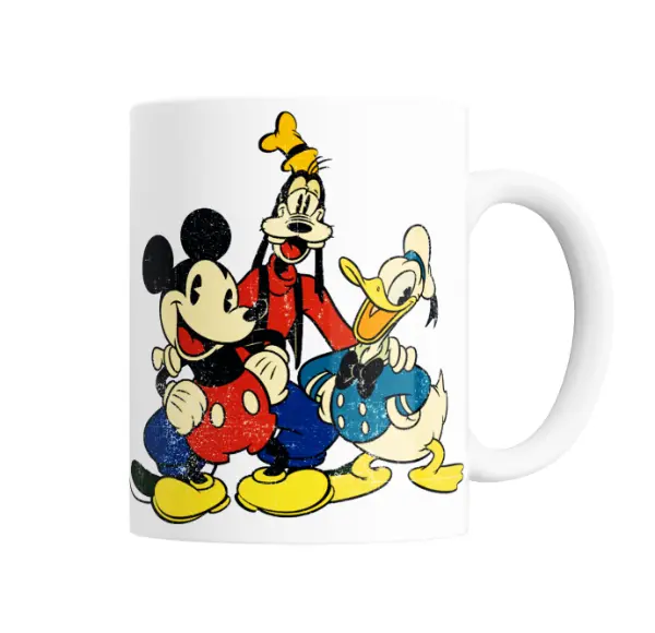 Taza de Cerámica Mickey Mouse Goofy y Donald Vintage
