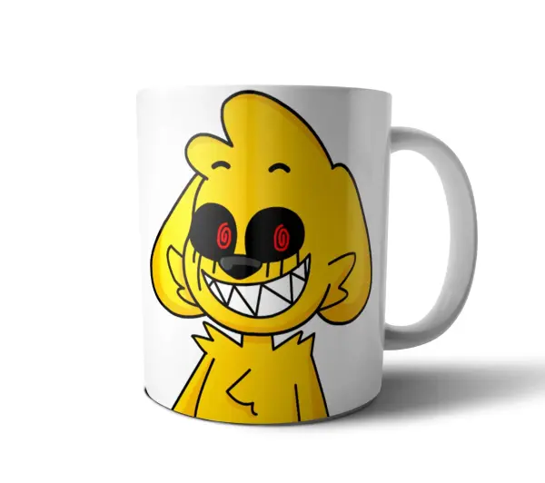 Taza de Cerámica Mikecrack Personaje Amarillo Ojos Espirales