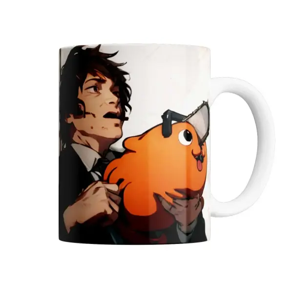 Taza de Cerámica Chainsaw Man Denji y Pochita