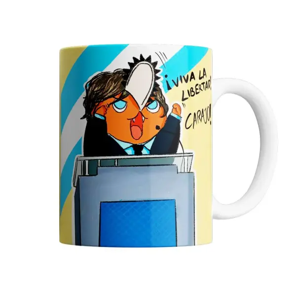Taza de Cerámica Milei Pochita Viva la Libertad Carajo