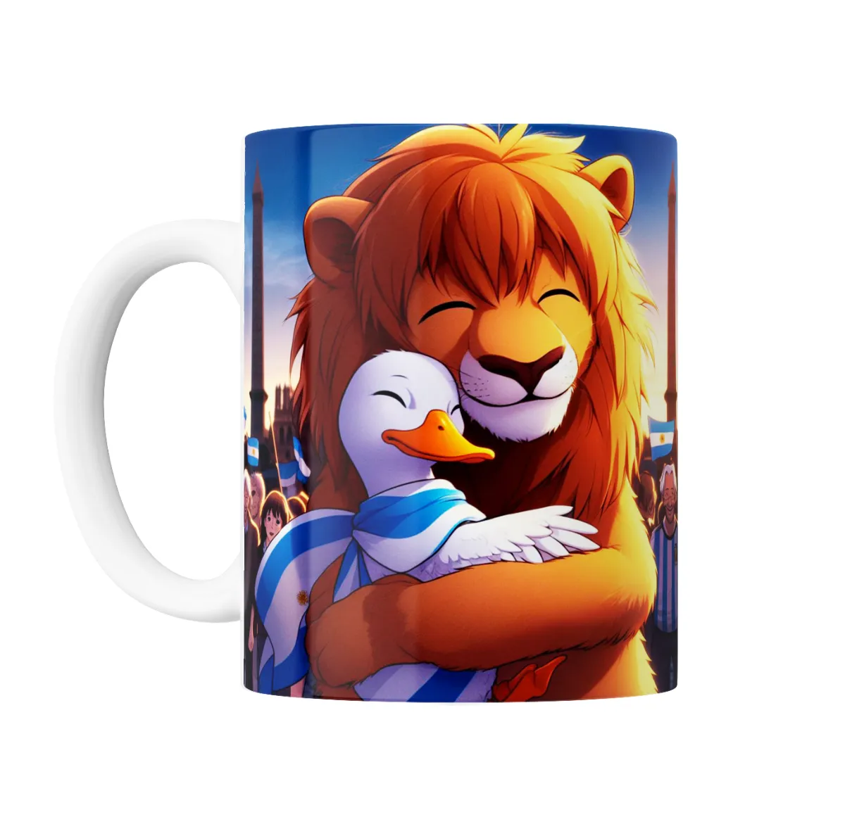 Taza de Cerámica León y Pato Abrazados Bandera Argentina Milei Pato - vista 2