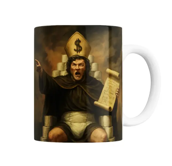 Taza de Cerámica Milei Pañal Trono de Papel Higiénico