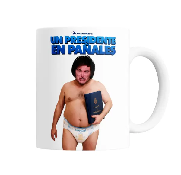 Taza de Cerámica Milei pañal Un Presidente en Pañales