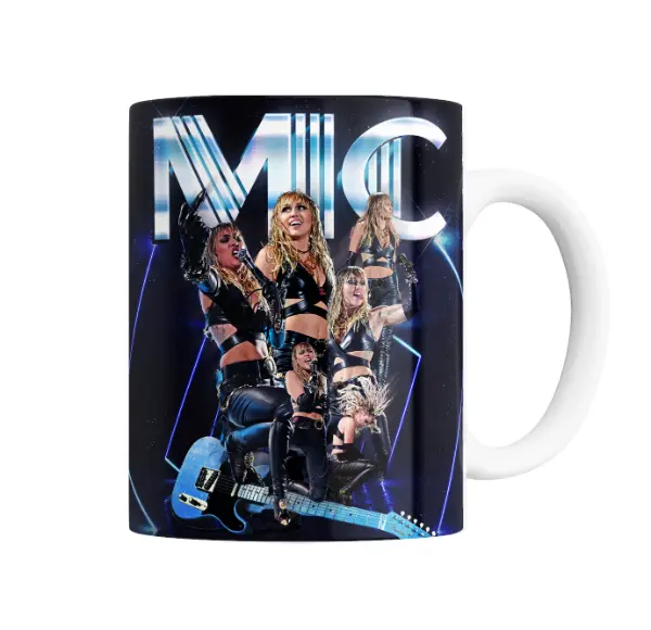 Taza de Cerámica Miley Cyrus Mic Rockera Cuero Guitarra