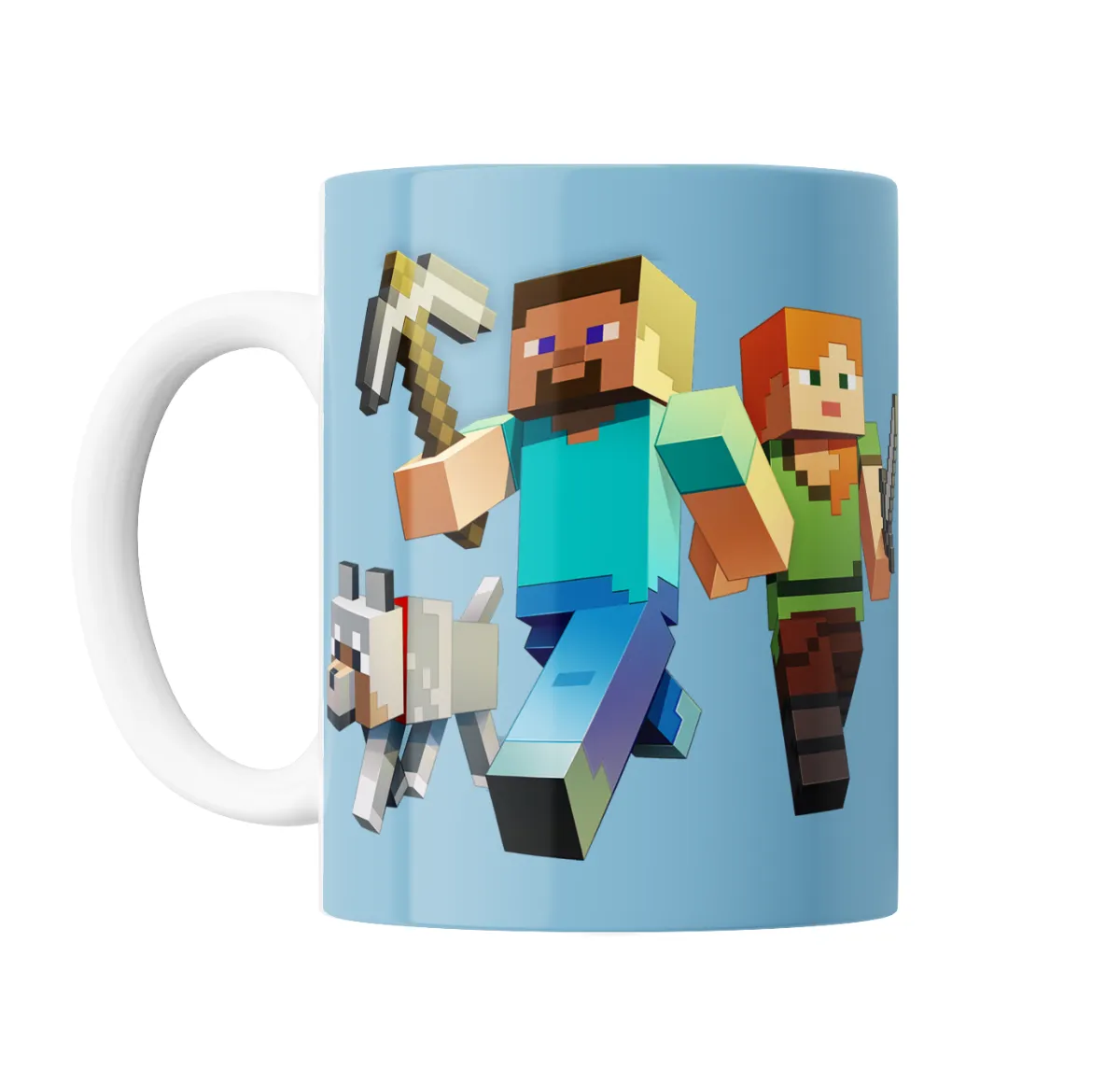 Taza de Cerámica Minecraft Steve Alex y Lobo - vista 2