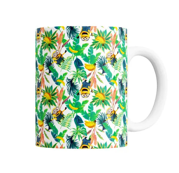 Taza de Cerámica Minions Estampado Tropical Bananas
