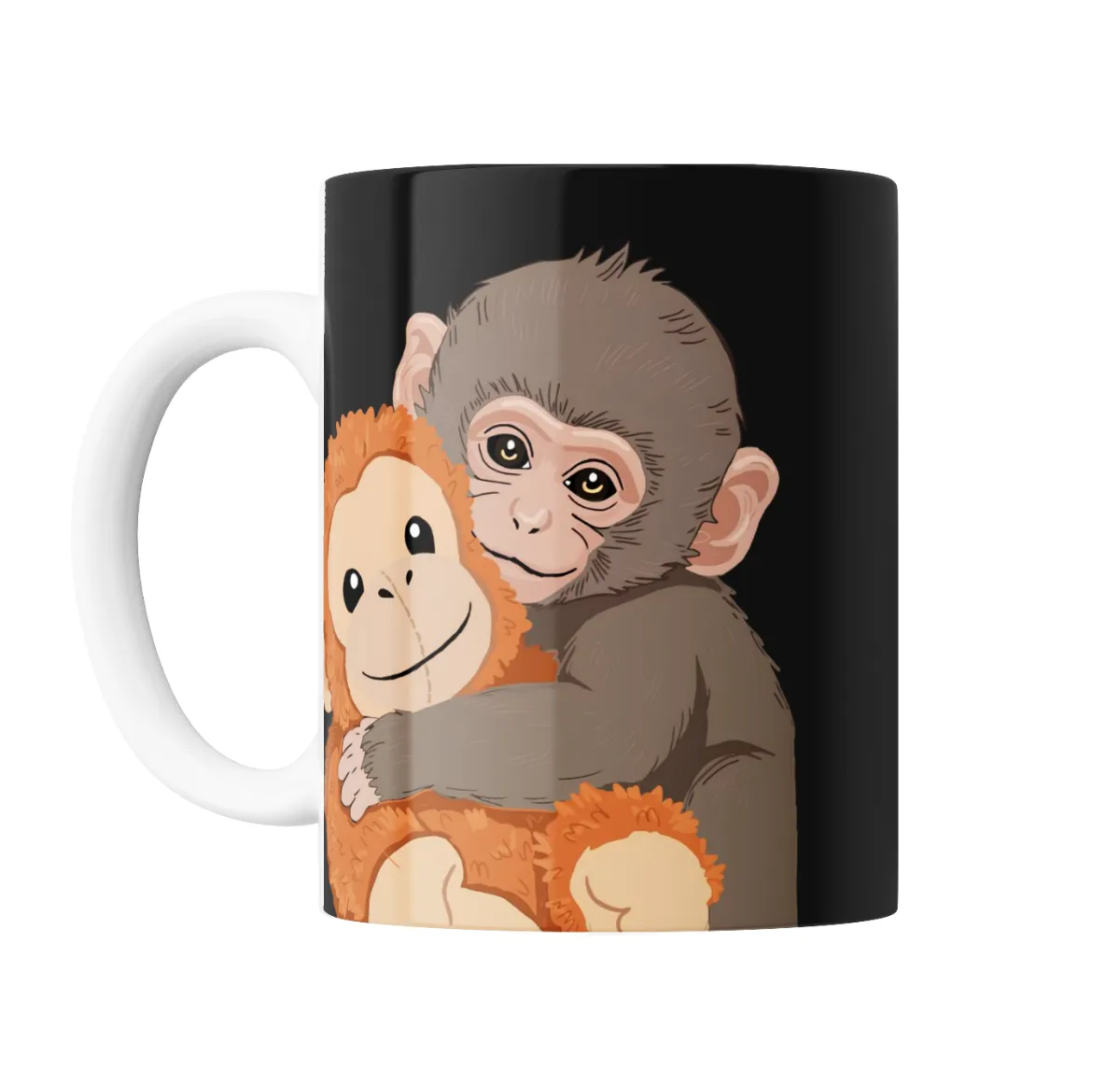 Taza de Cerámica Monos Bebé Abrazando Peluche - vista 2