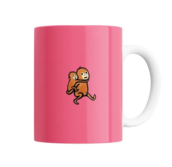 Taza de Cerámica Monos Monitos Mono con Cría a Cuestas