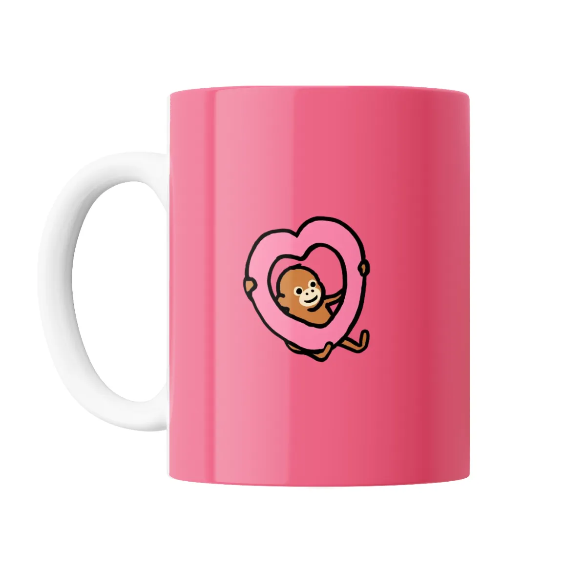 Taza de Cerámica Monos Monito Corazón Rosa - vista 2