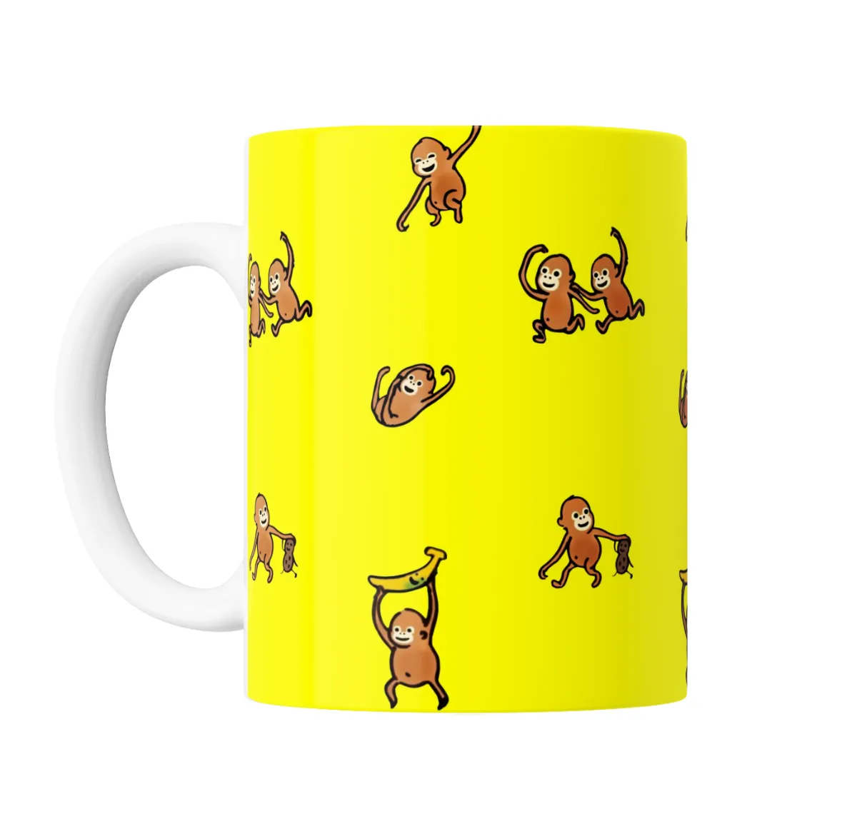 Taza de Cerámica Monos Monitos Estampado Amarillo - vista 2