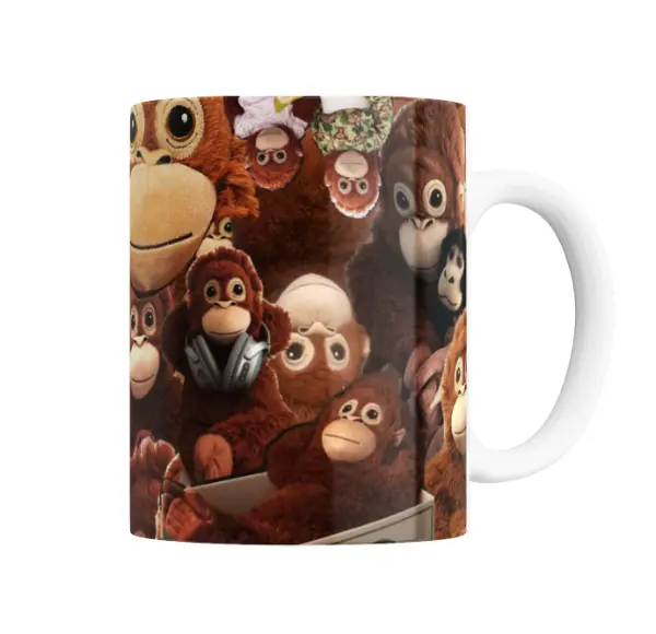 Taza de Cerámica Monos Peluches Apilados