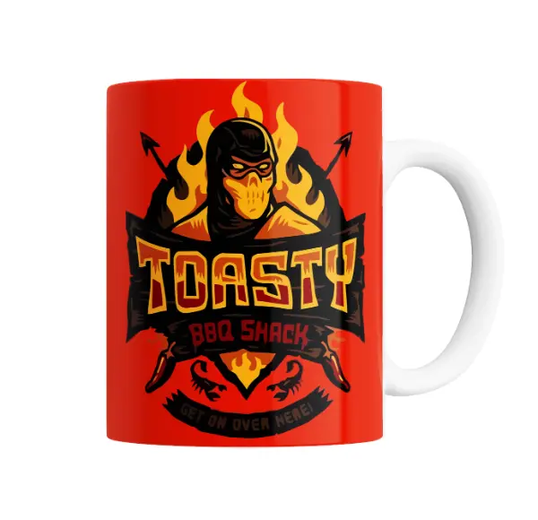 Taza de Cerámica Mortal Kombat Scorpion Toasty BBQ Shack