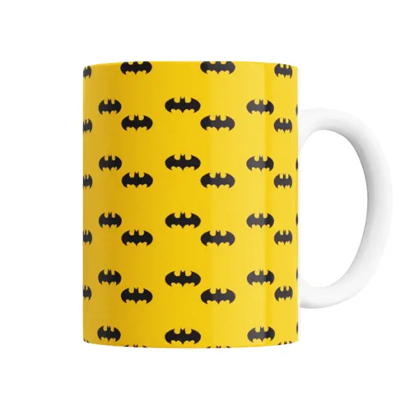 Taza de Cerámica Batman Logo Patrón Amarillo