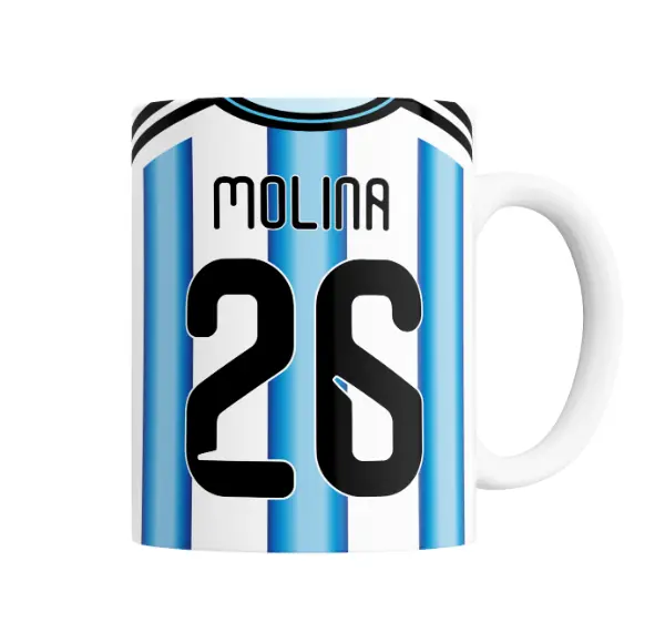 Taza de Cerámica Mundial 2026 Molina 26 Celeste y Blanca