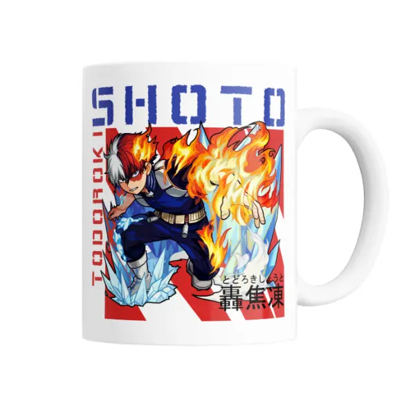 Taza de Cerámica My Hero Academia Shoto Todoroki Hielo y Fuego
