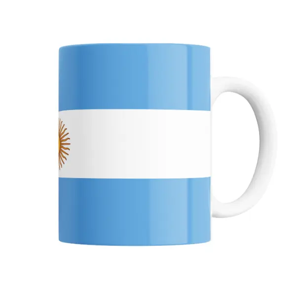 Taza de Cerámica Bandera Argentina con Sol de Mayo