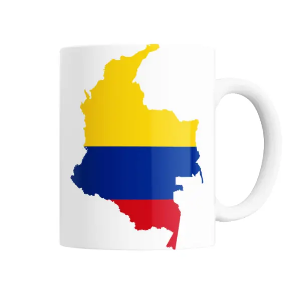 Taza de Cerámica Colombia Mapa con Bandera