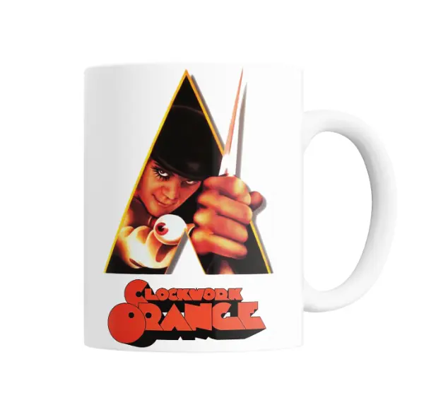 Taza de Cerámica Naranja Mecánica Alex DeLarge con Cuchillo