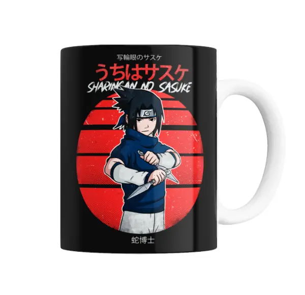 Taza de Cerámica Naruto Sasuke Uchiha Sharingan Kunai