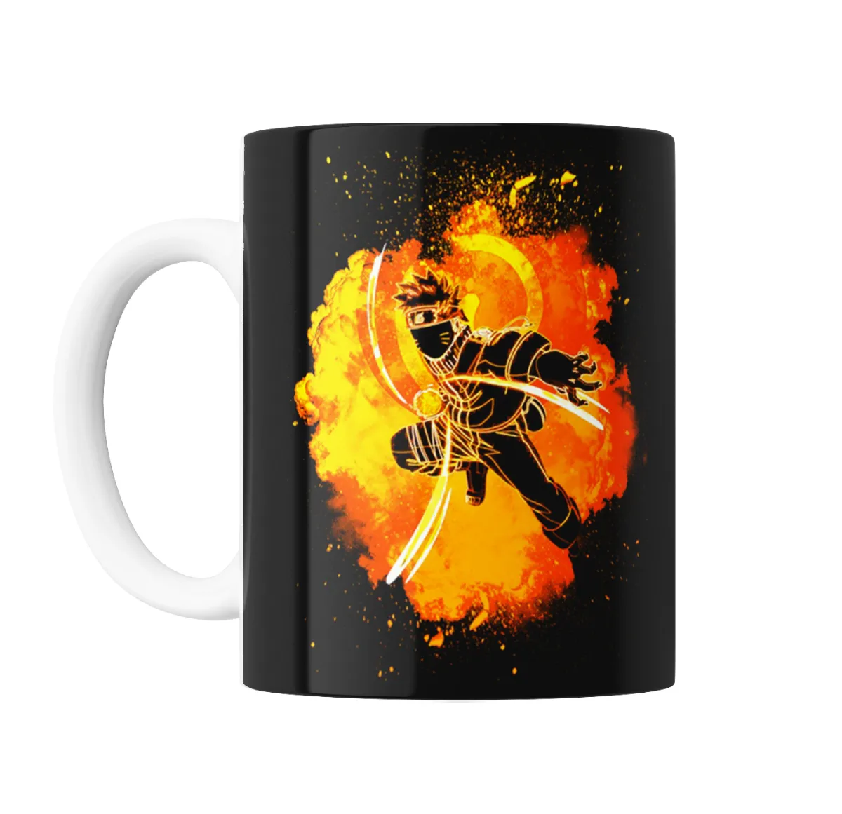 Taza de Cerámica Naruto Uzumaki Modo Kurama Silueta en Llamas - vista 2