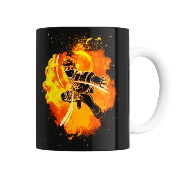 Taza de Cerámica Naruto Uzumaki Modo Kurama Silueta en Llamas