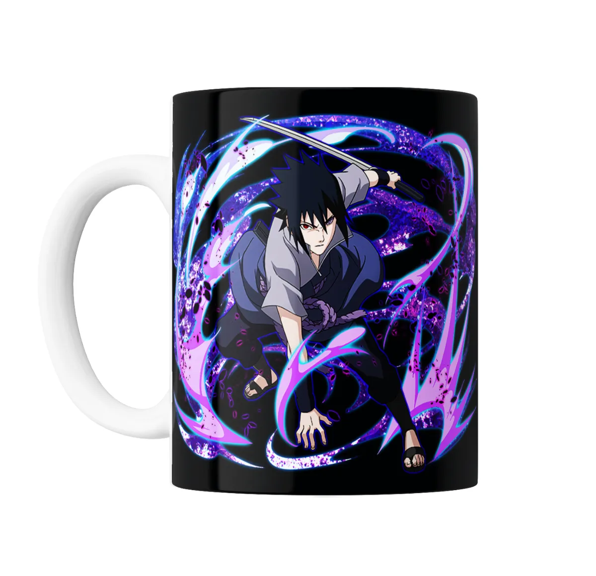 Taza de Cerámica Naruto Sasuke Uchiha con Espada y Chidori Morado - vista 2