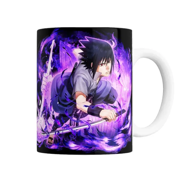 Taza de Cerámica Naruto Sasuke Uchiha Modo Maldición Púrpura