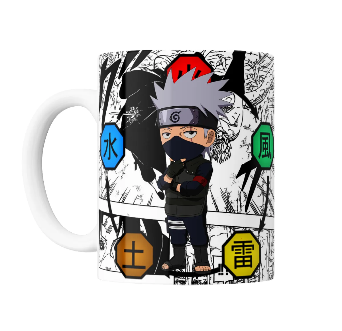 Taza de Cerámica Naruto Kakashi Chibi Elementos Manga - vista 2